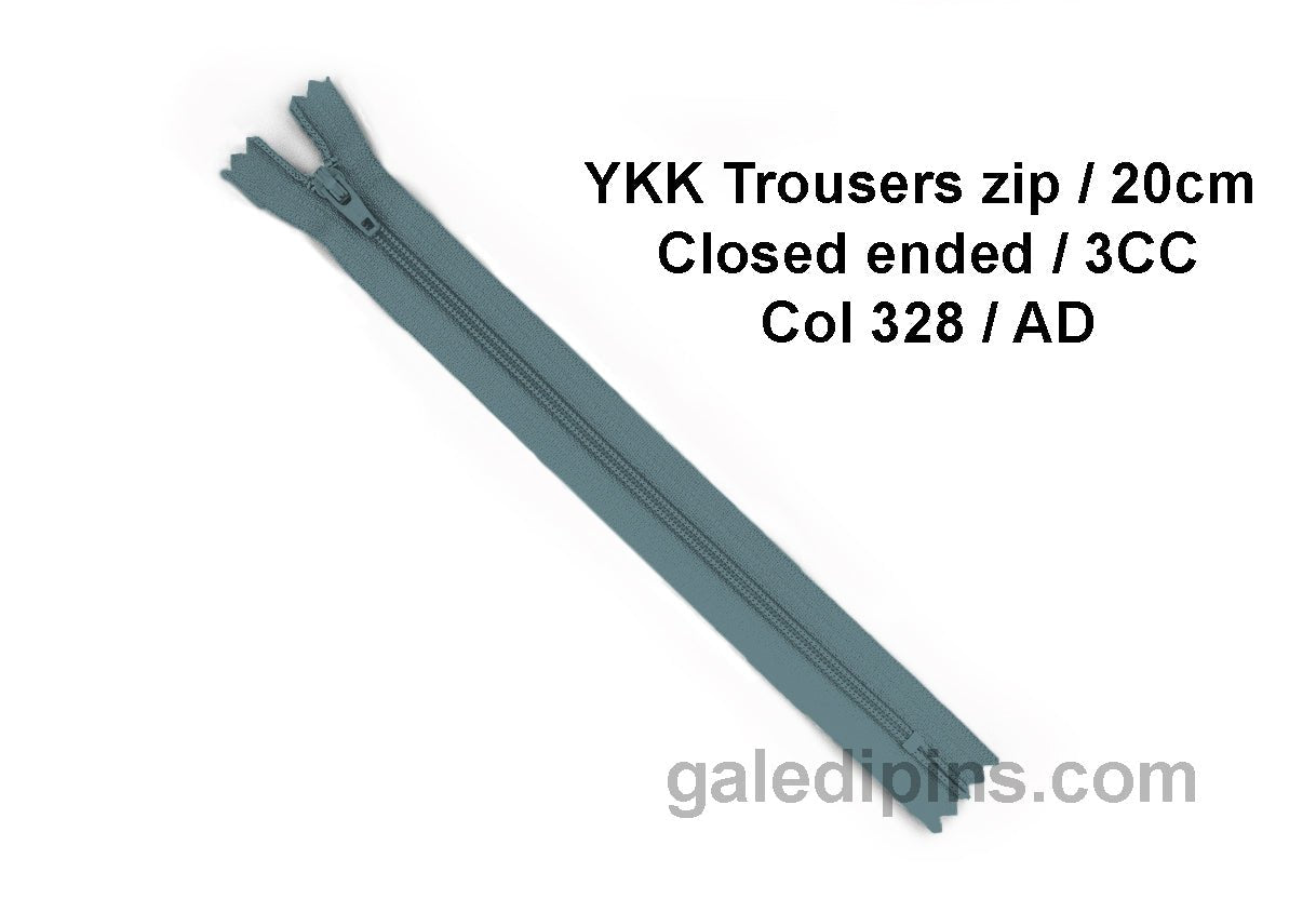 YKK Closed Ended Standard Coil 20cm Zip - SHADE CARD Z to AD - Galedi Pins