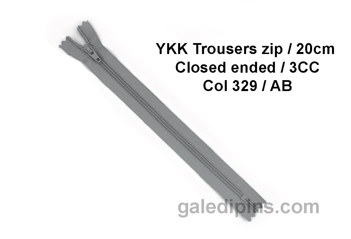 YKK Closed Ended Standard Coil 20cm Zip - SHADE CARD Z to AD - Galedi Pins