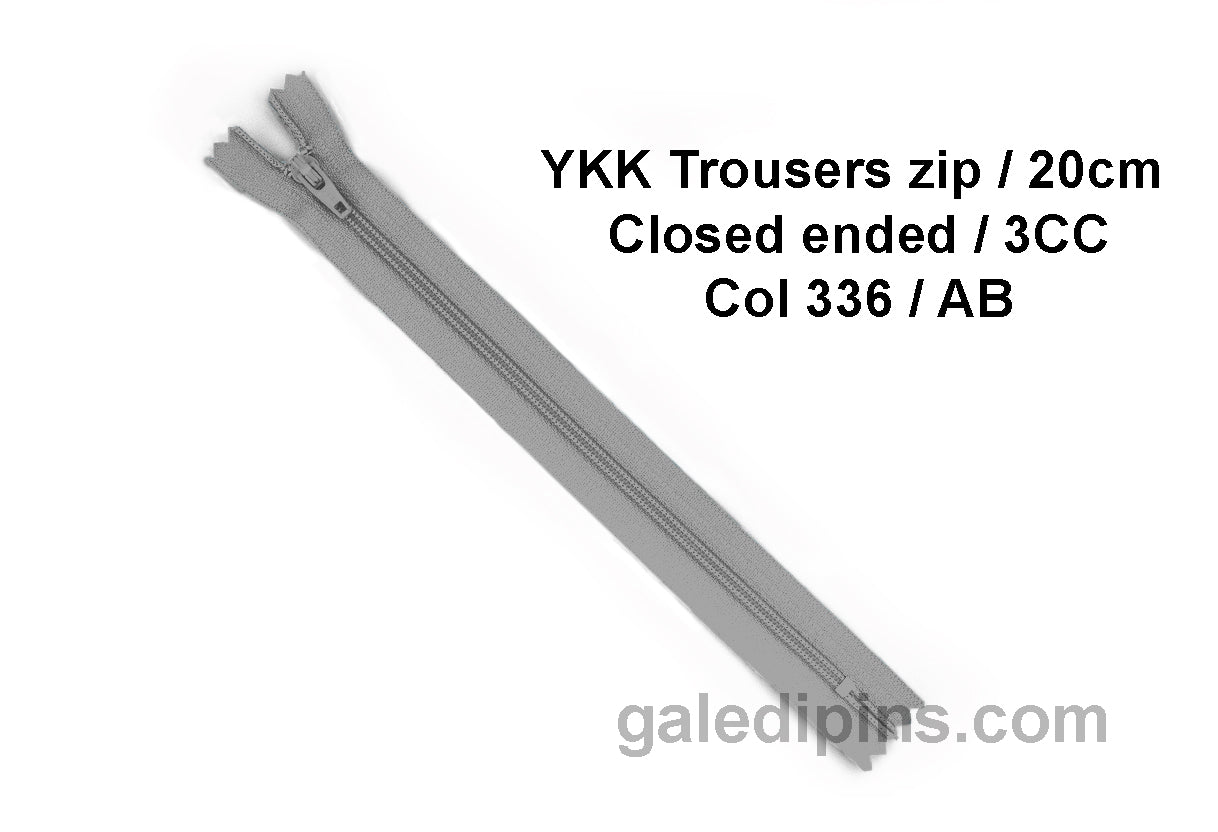 YKK Closed Ended Standard Coil 20cm Zip - SHADE CARD Z to AD - Galedi Pins