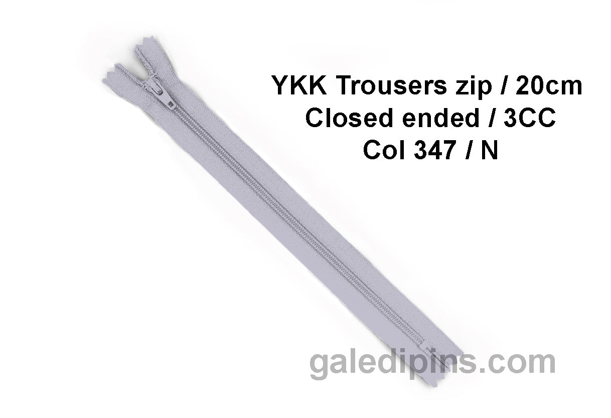YKK Closed Ended Standard Coil 20cm Zip - SHADE CARD K to O - Galedi Pins