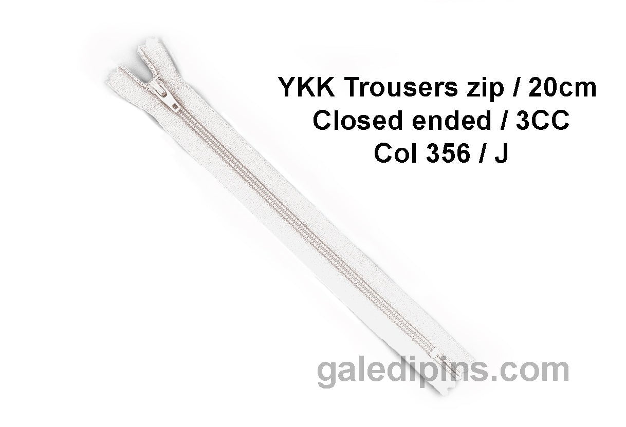 YKK Closed Ended Standard Coil 20cm Zip - SHADE CARD F to J - Galedi Pins