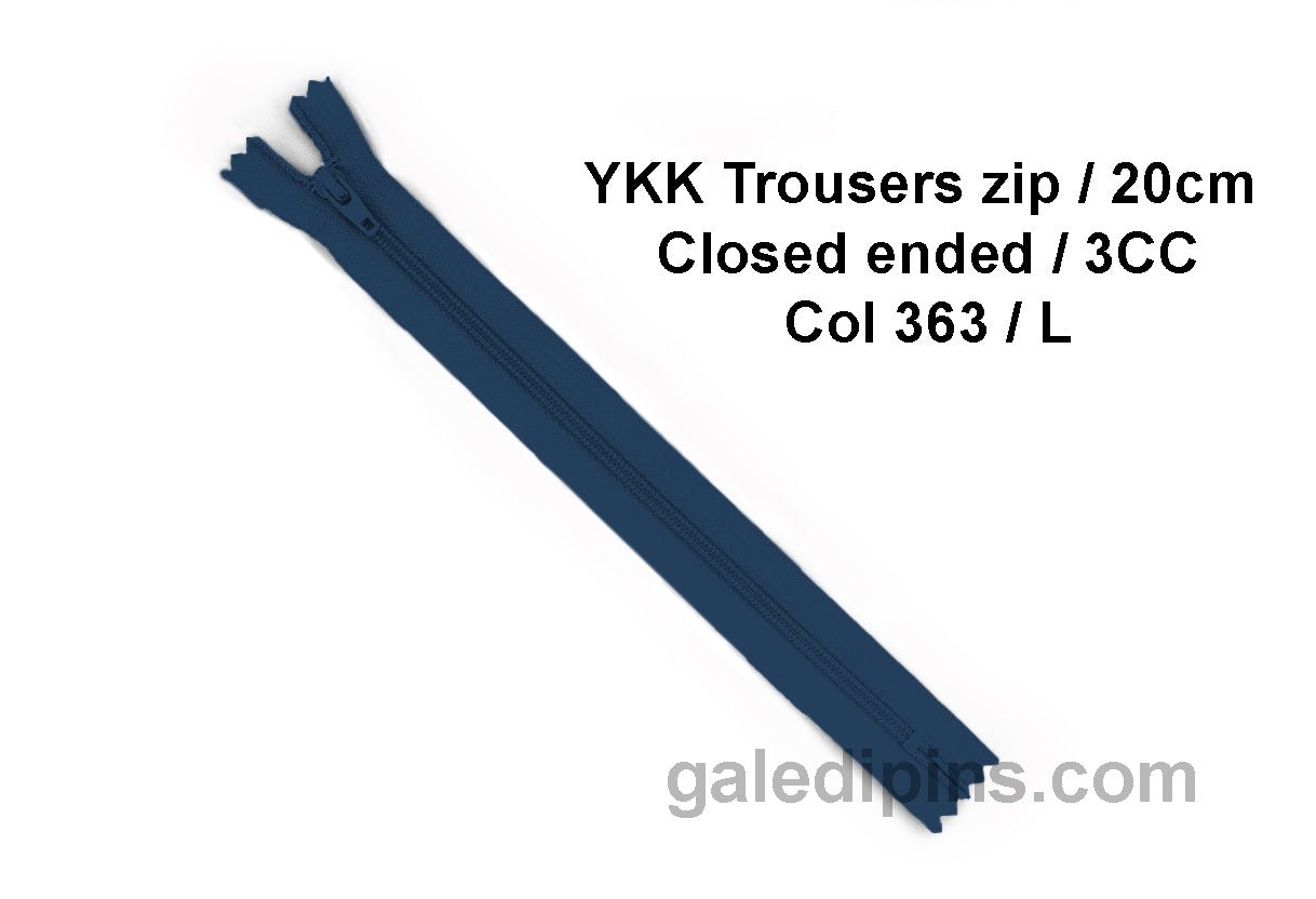 YKK Closed Ended Standard Coil 20cm Zip - SHADE CARD K to O - Galedi Pins