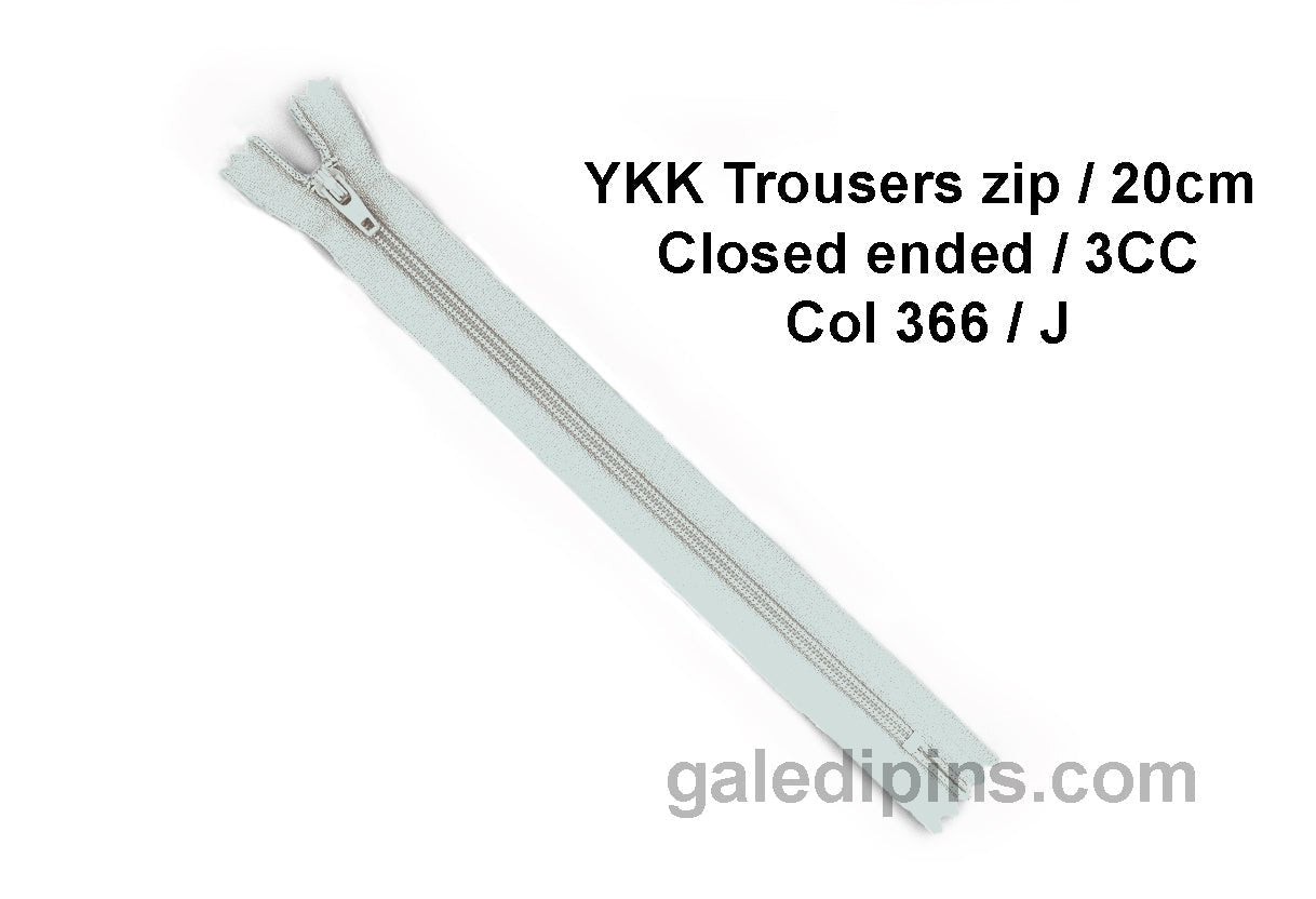 YKK Closed Ended Standard Coil 20cm Zip - SHADE CARD F to J - Galedi Pins