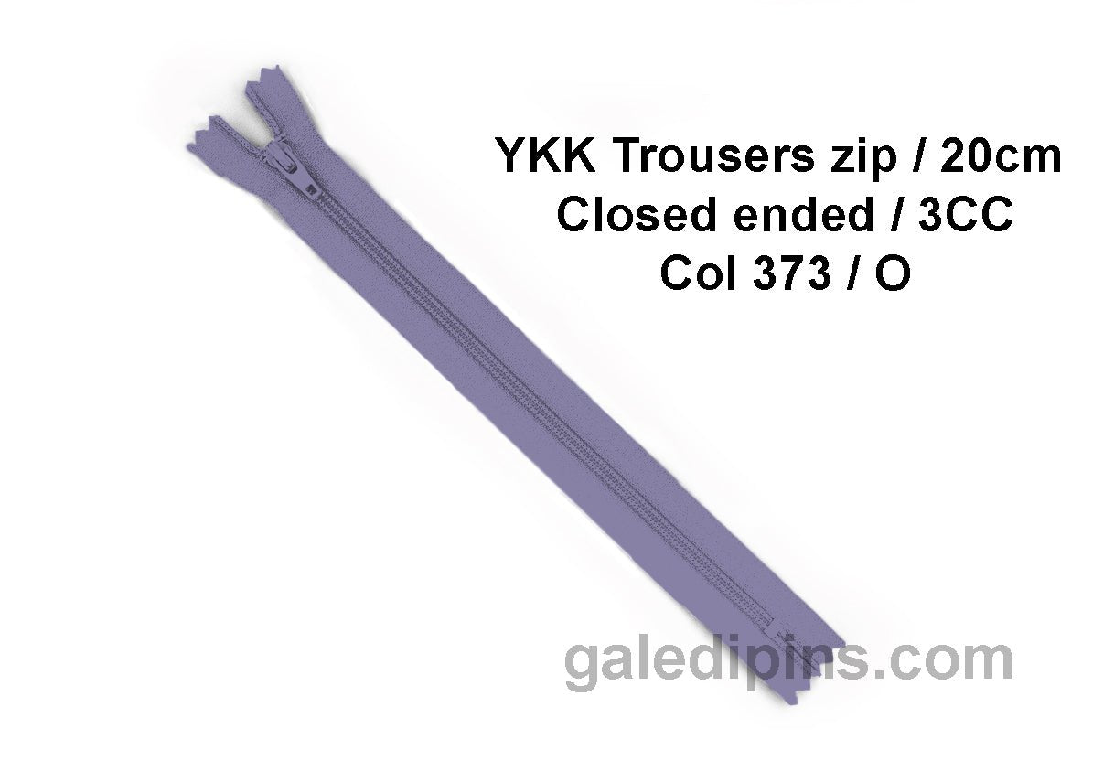 YKK Closed Ended Standard Coil 20cm Zip - SHADE CARD K to O - Galedi Pins