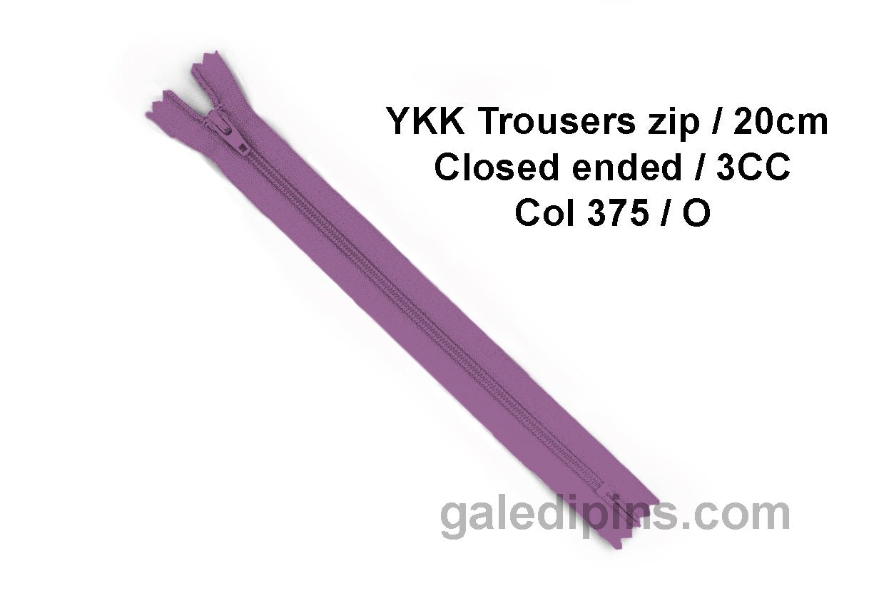 YKK Closed Ended Standard Coil 20cm Zip - SHADE CARD K to O - Galedi Pins