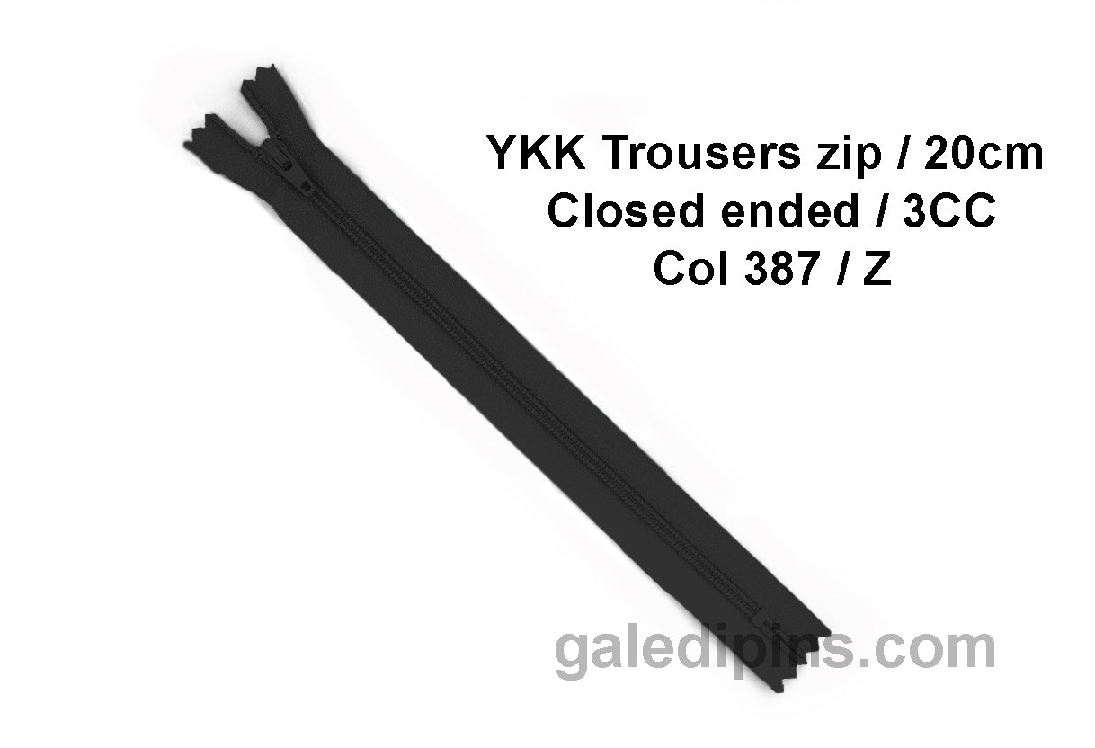YKK Closed Ended Standard Coil 20cm Zip - SHADE CARD Z to AD - Galedi Pins