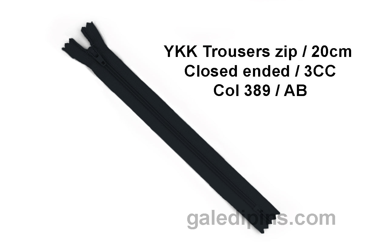 YKK Closed Ended Standard Coil 20cm Zip - SHADE CARD Z to AD - Galedi Pins