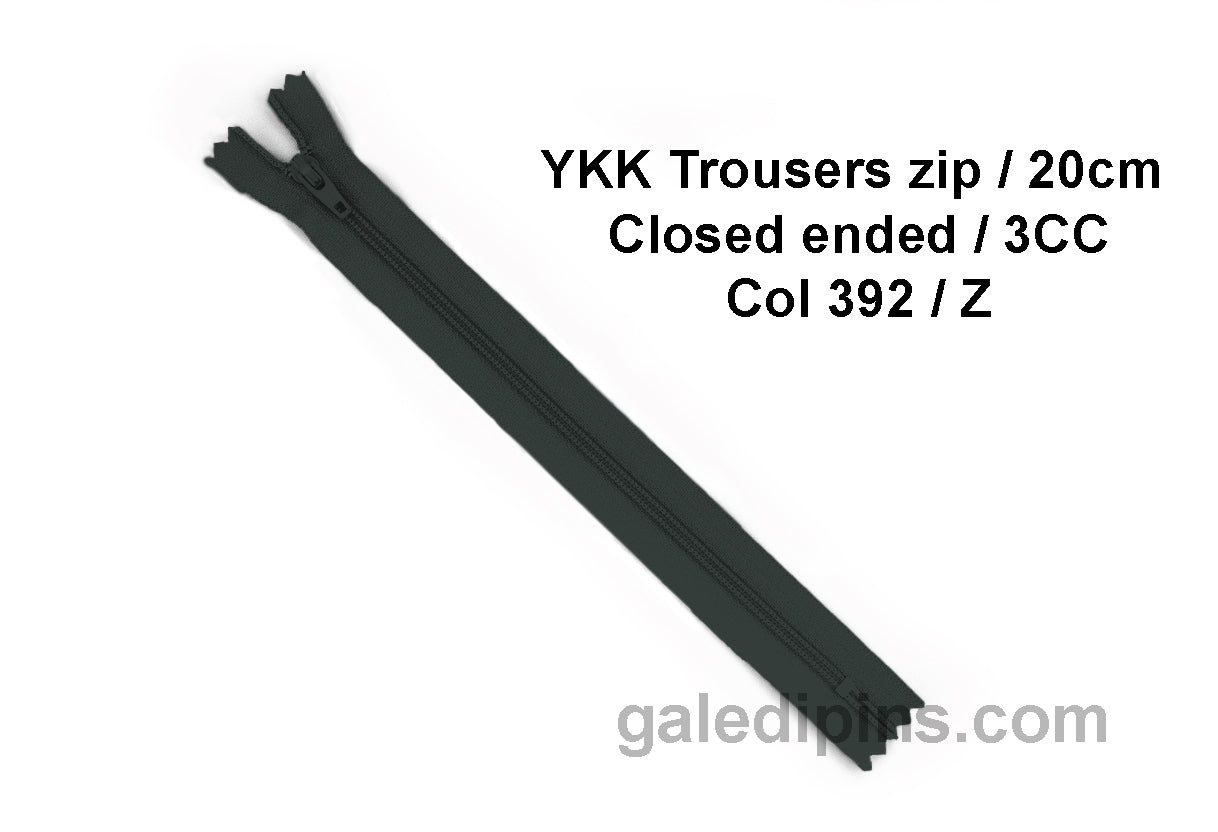 YKK Closed Ended Standard Coil 20cm Zip - SHADE CARD Z to AD - Galedi Pins