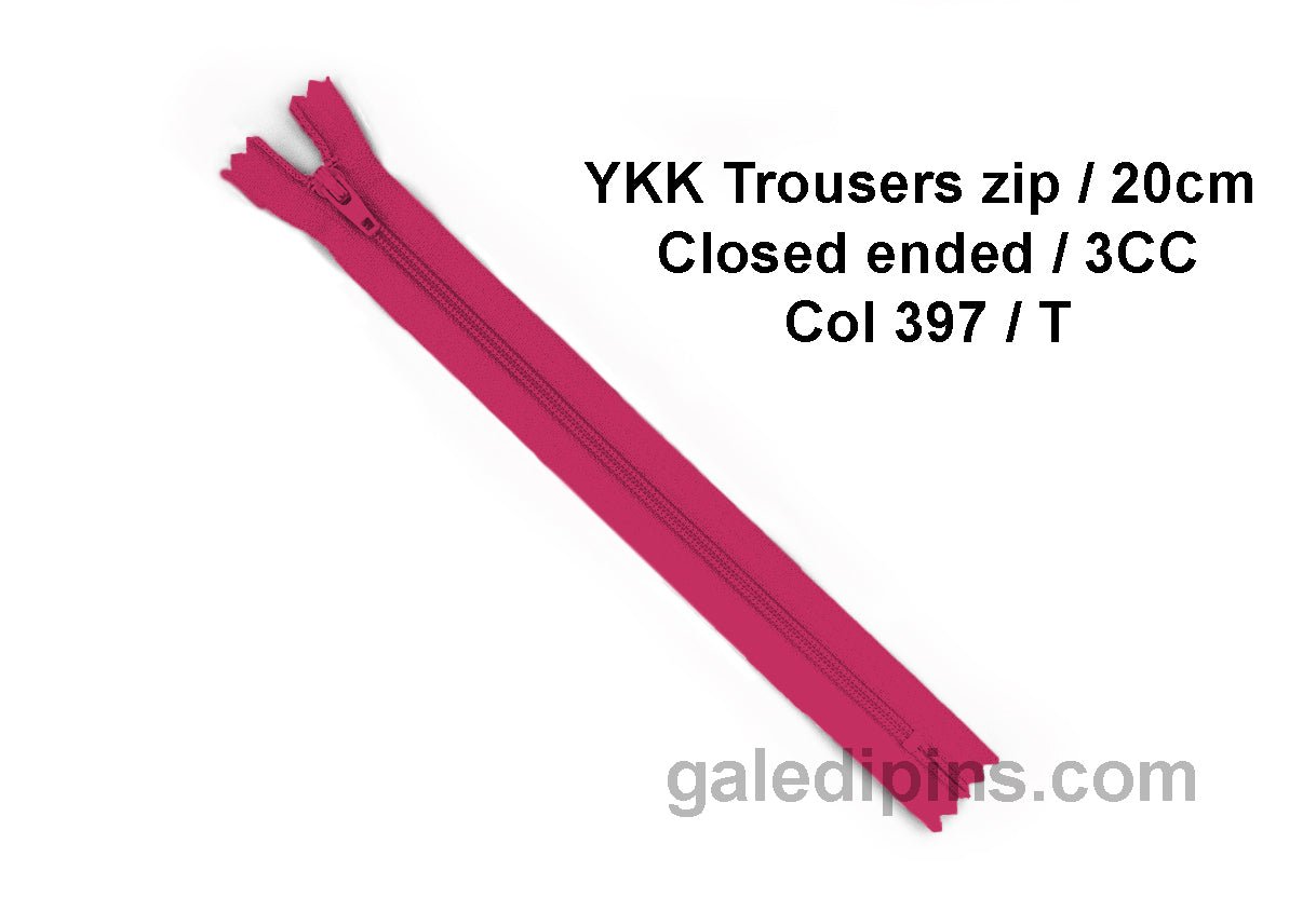 YKK Closed Ended Standard Coil 20cm Zip - SHADE CARD P to T - Galedi Pins