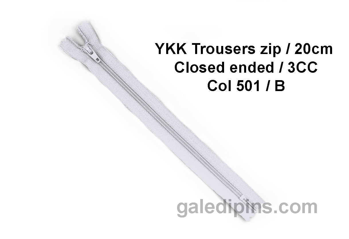 YKK Closed Ended Standard Coil 20cm Zip - SHADE CARD A - E - Galedi Pins