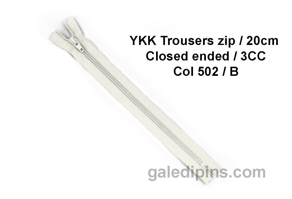 YKK Closed Ended Standard Coil 20cm Zip - SHADE CARD A - E - Galedi Pins