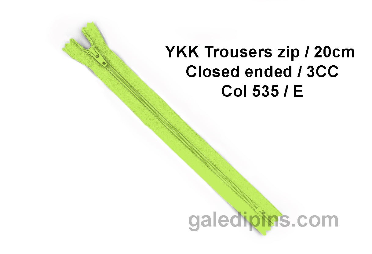 YKK Closed Ended Standard Coil 20cm Zip - SHADE CARD A - E - Galedi Pins