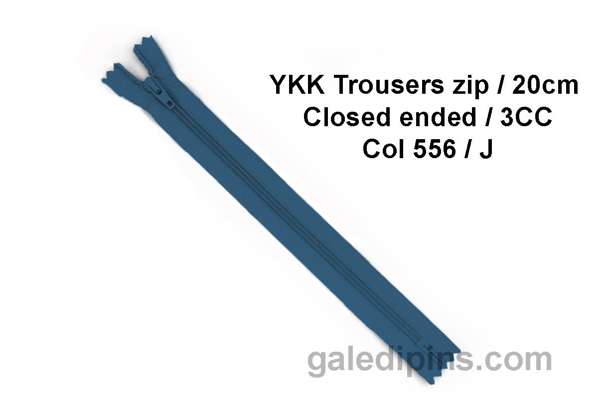 YKK Closed Ended Standard Coil 20cm Zip - SHADE CARD F to J - Galedi Pins