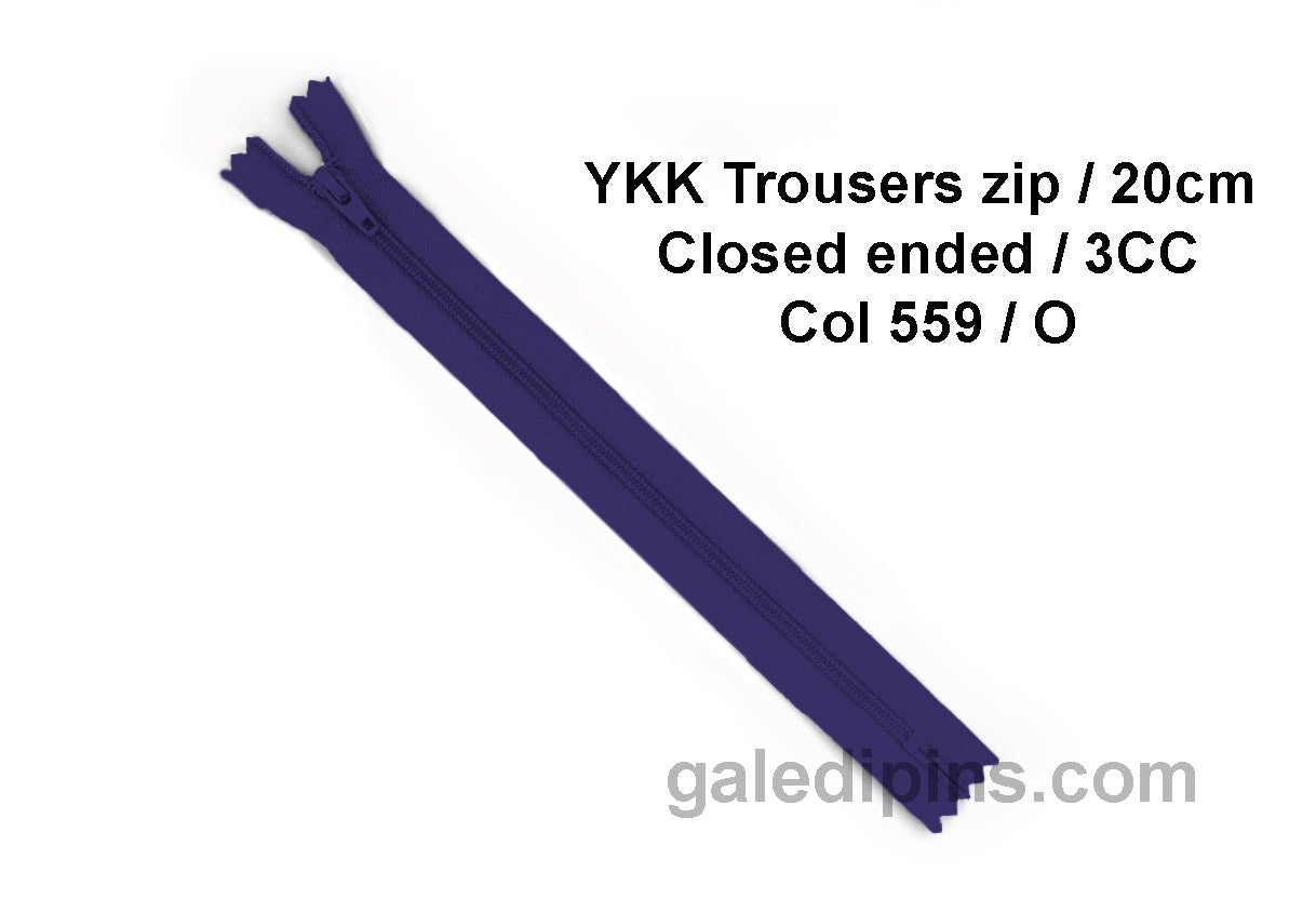 YKK Closed Ended Standard Coil 20cm Zip - SHADE CARD K to O - Galedi Pins