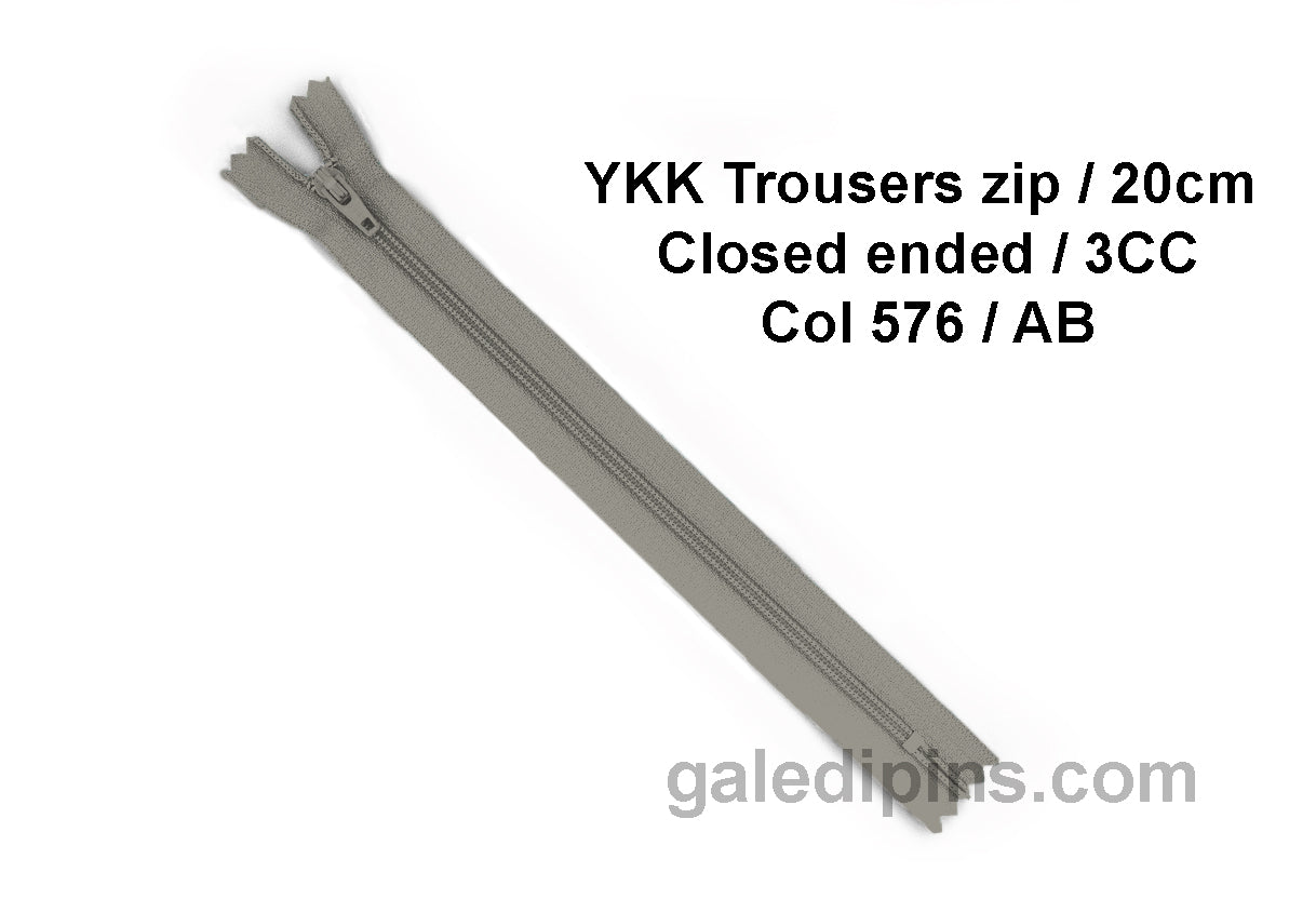 YKK Closed Ended Standard Coil 20cm Zip - SHADE CARD Z to AD - Galedi Pins