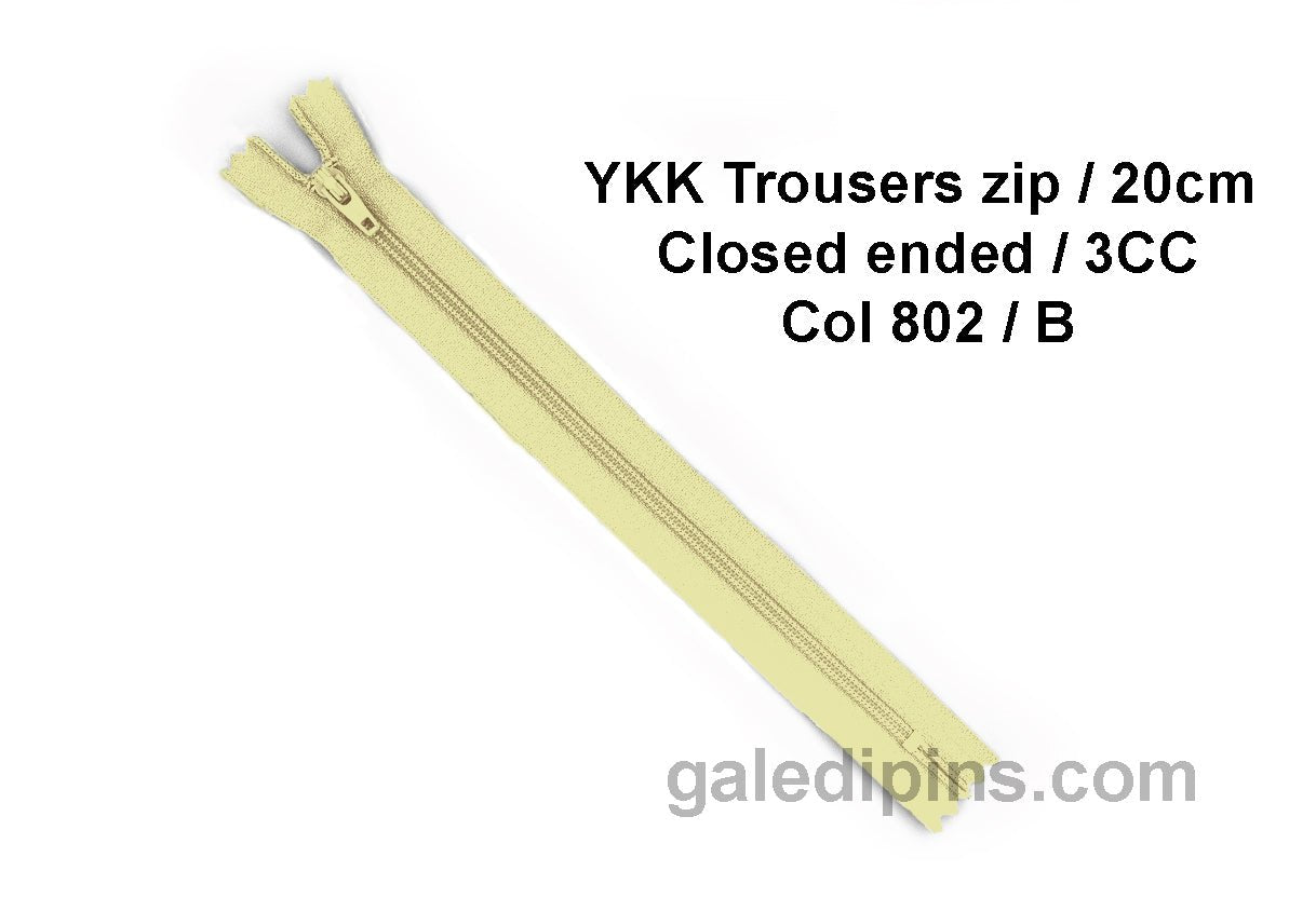 YKK Closed Ended Standard Coil 20cm Zip - SHADE CARD A - E - Galedi Pins
