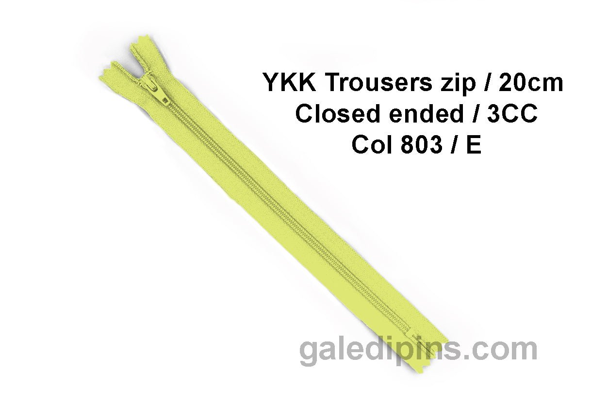 YKK Closed Ended Standard Coil 20cm Zip - SHADE CARD A - E - Galedi Pins