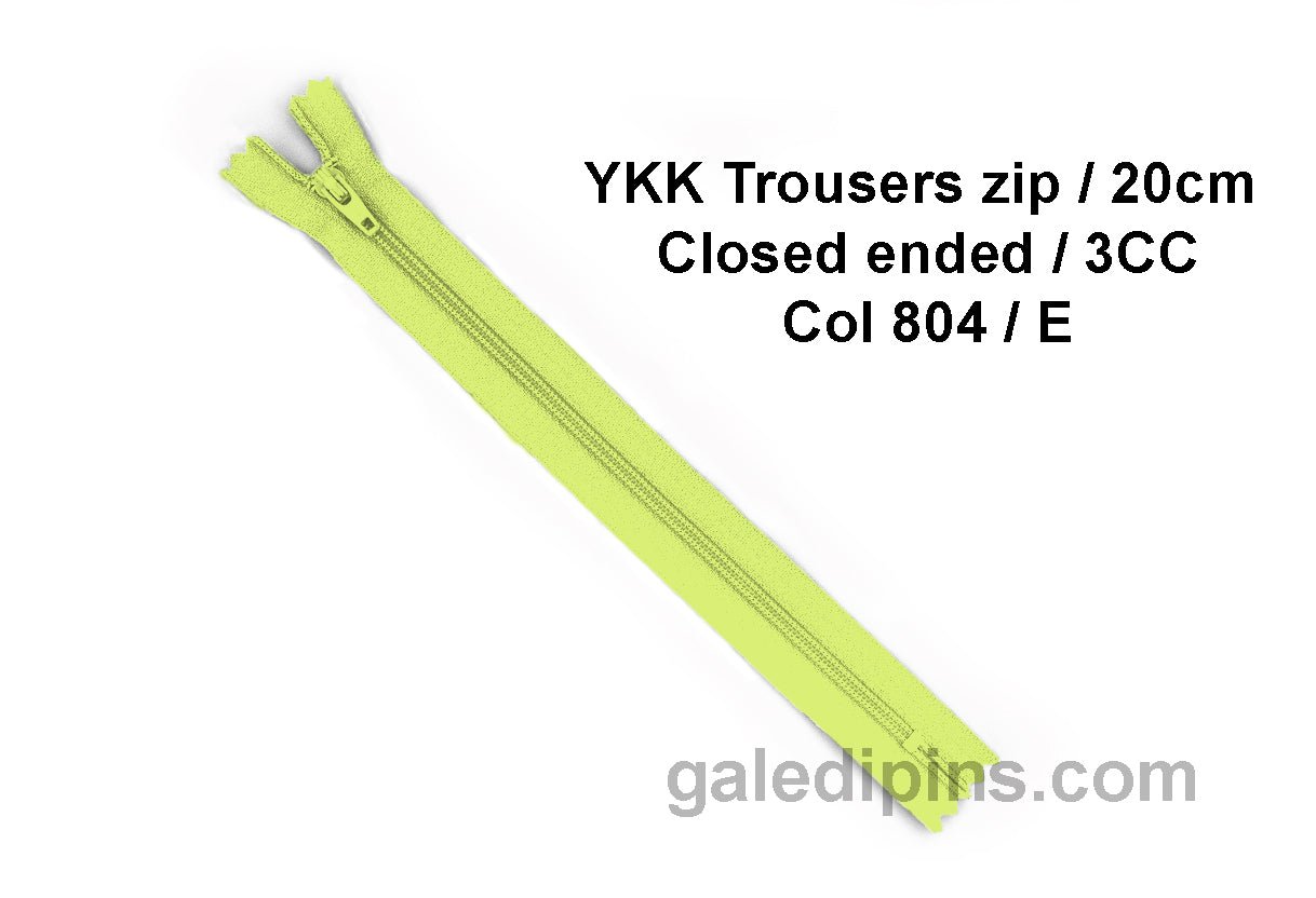 YKK Closed Ended Standard Coil 20cm Zip - SHADE CARD A - E - Galedi Pins