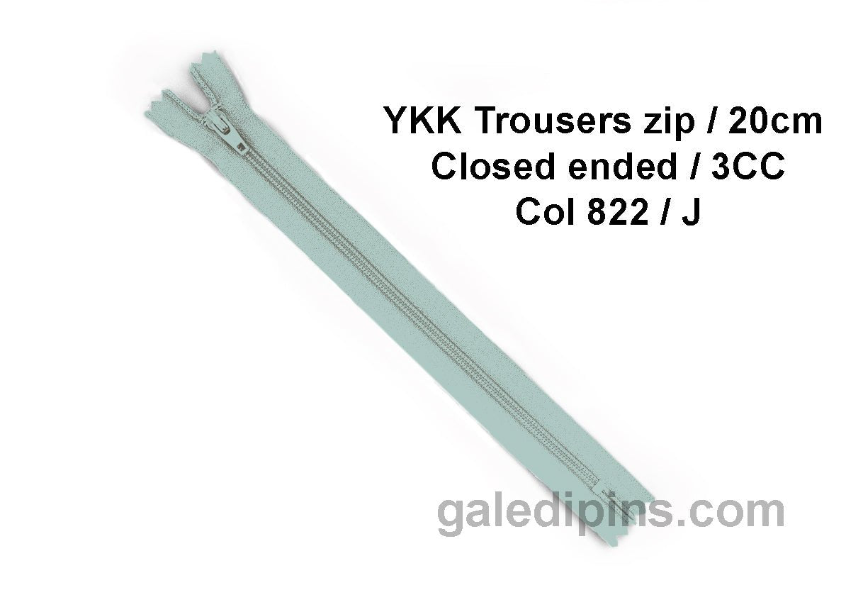 YKK Closed Ended Standard Coil 20cm Zip - SHADE CARD F to J - Galedi Pins