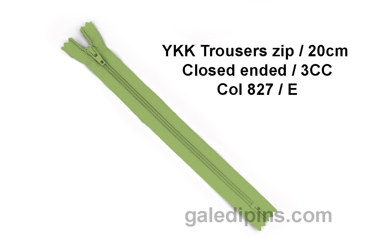 YKK Closed Ended Standard Coil 20cm Zip - SHADE CARD A - E - Galedi Pins