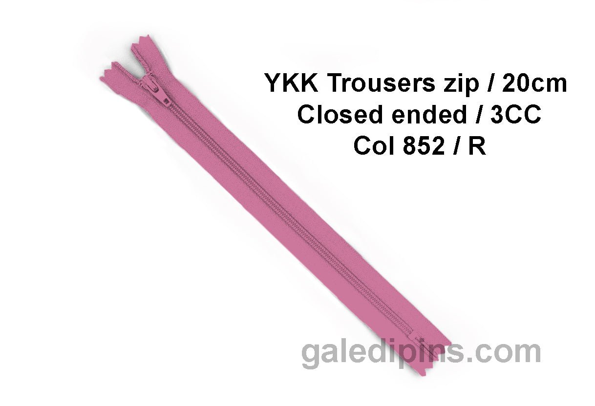 YKK Closed Ended Standard Coil 20cm Zip - SHADE CARD P to T - Galedi Pins
