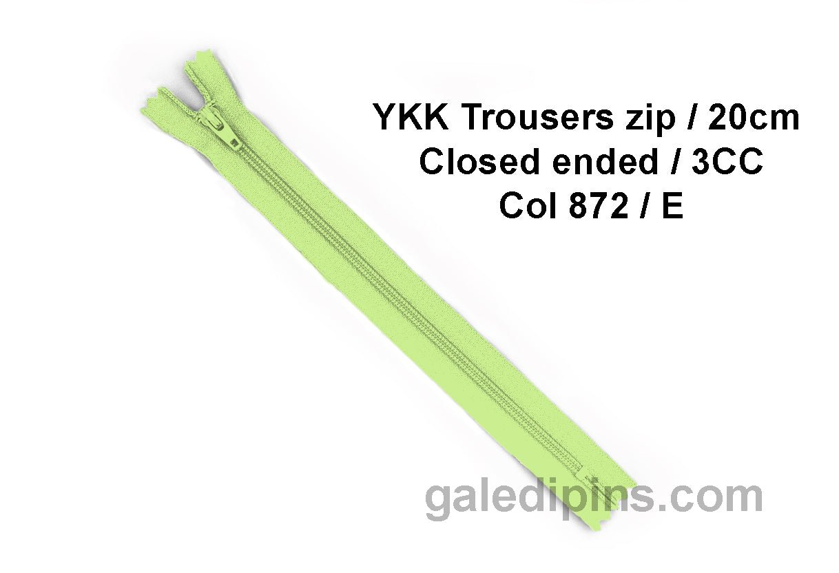 YKK Closed Ended Standard Coil 20cm Zip - SHADE CARD A - E - Galedi Pins