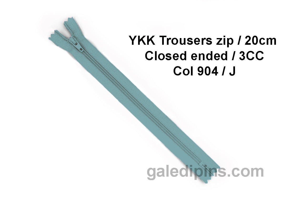 YKK Closed Ended Standard Coil 20cm Zip - SHADE CARD F to J - Galedi Pins