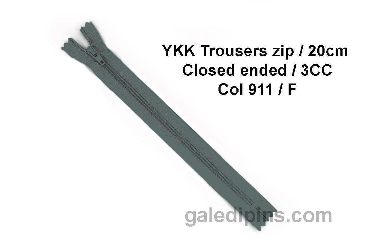 YKK Closed Ended Standard Coil 20cm Zip - SHADE CARD F to J - Galedi Pins