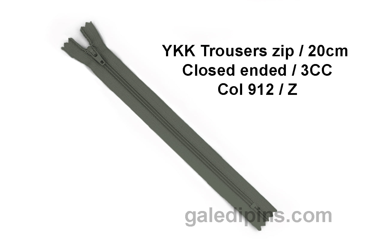 YKK Closed Ended Standard Coil 20cm Zip - SHADE CARD Z to AD - Galedi Pins