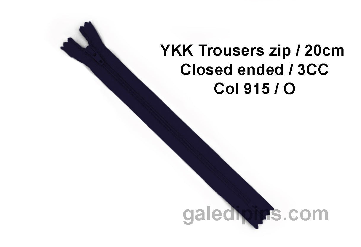 YKK Closed Ended Standard Coil 20cm Zip - SHADE CARD K to O - Galedi Pins