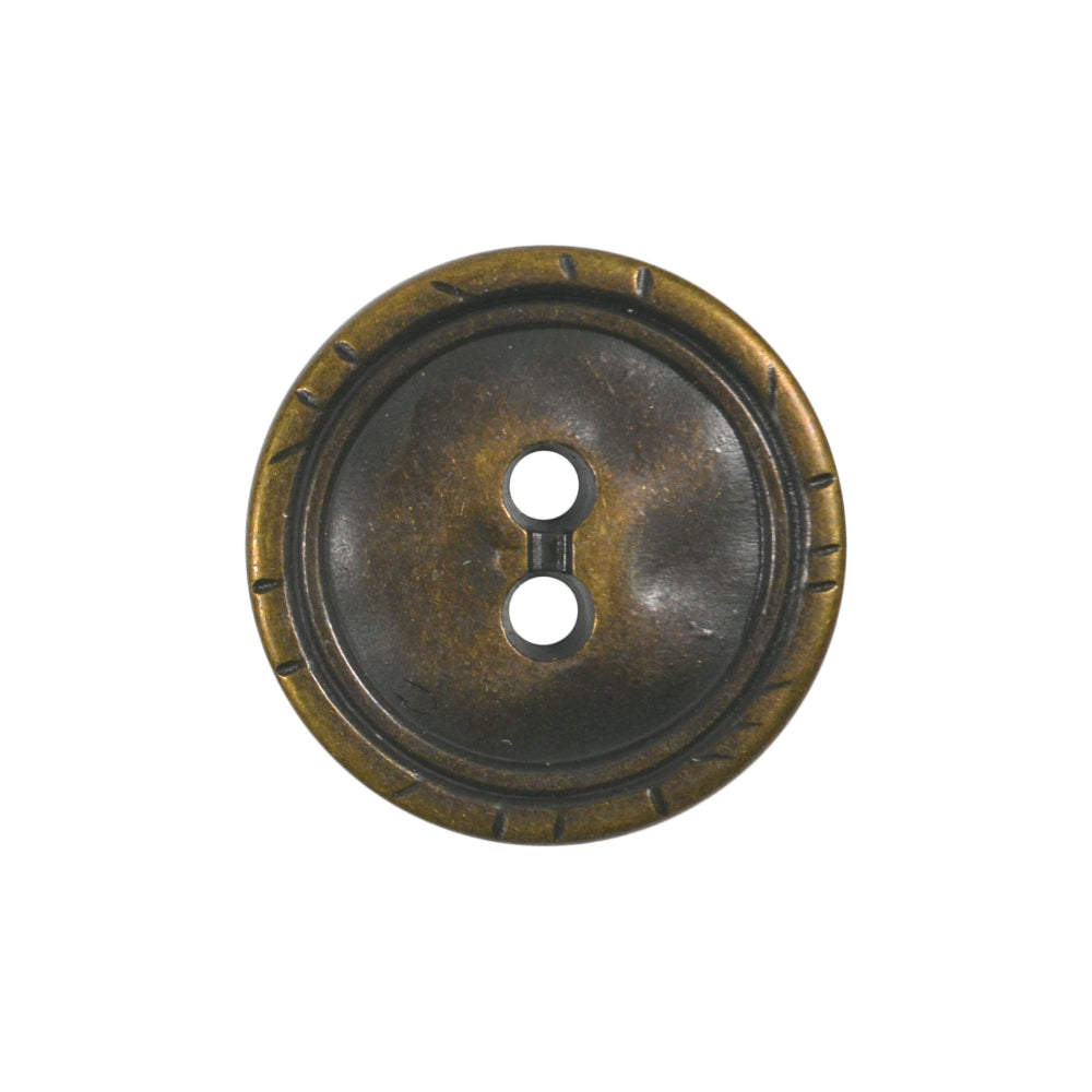 Galedi Pins metal 2 hole button in old brass finish.