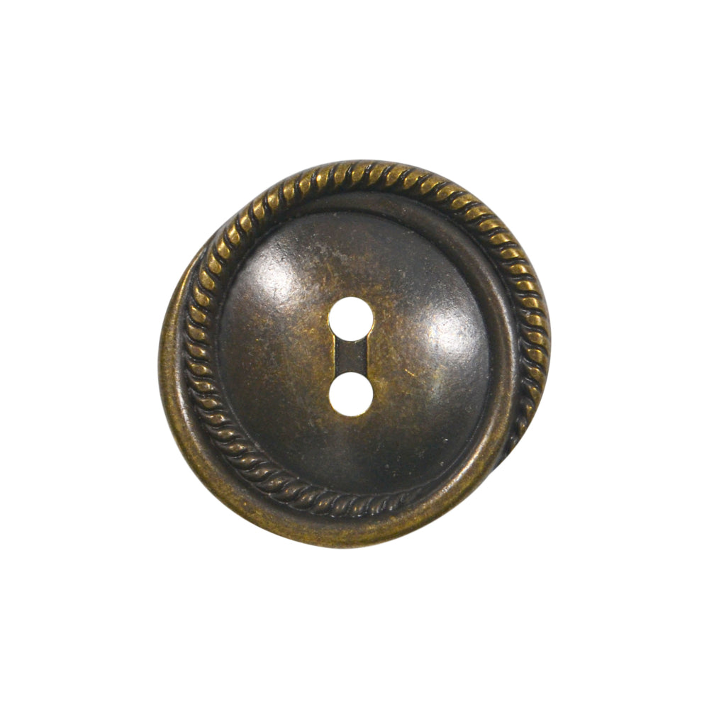 Jones Metal Button with 2 holes and antique finish.