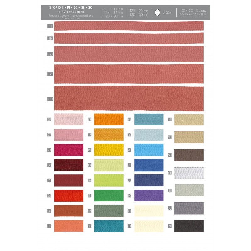 STEPHANOISE Cotton Twill Tape, 25mm x 1m - Galedi Pins