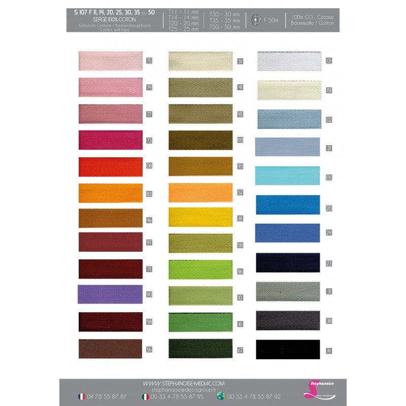 STEPHANOISE Cotton Twill Tape, 25mm x 1m - Galedi Pins