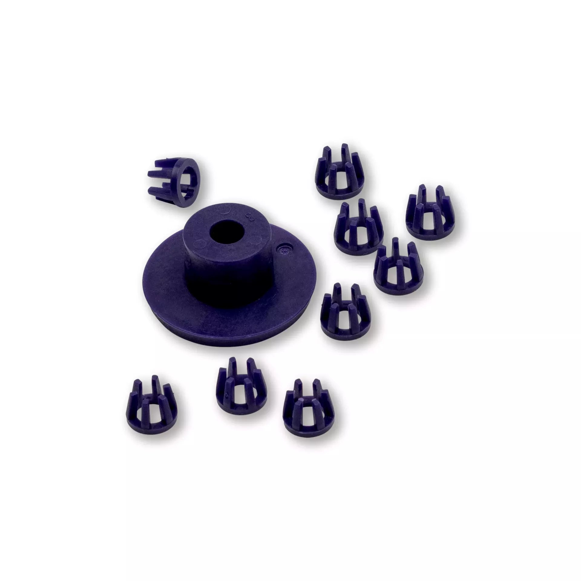 Violet plastic inlays for VARIO Creative Tool, including 9 tool holders and 1 height compensation.