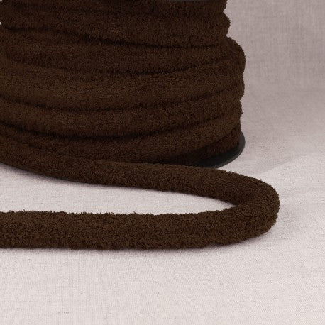 Brown polyester cord with loops for bags.