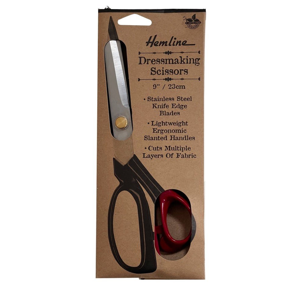 Hemline, Dressmaking Scissors, 23cm/9'', Red or Black - Galedi Pins