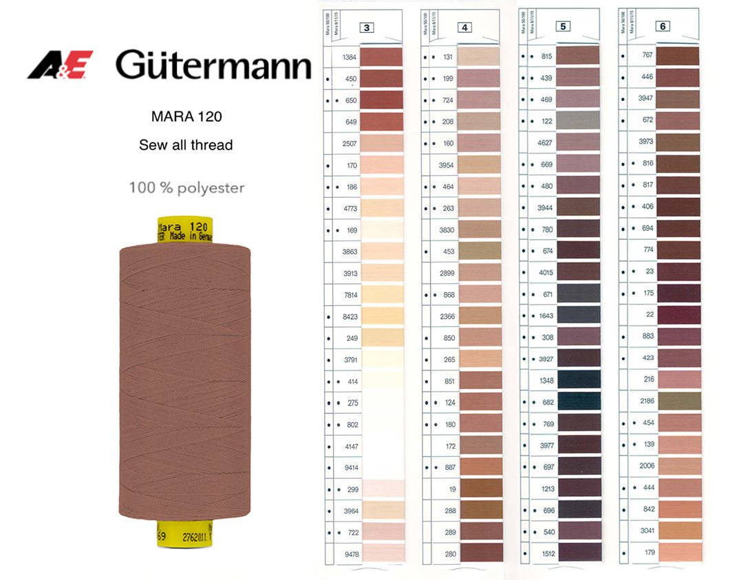 Gütermann Industrial Mara 120 Thread - SHADE CARD 3 to 6 - Galedi Pins
