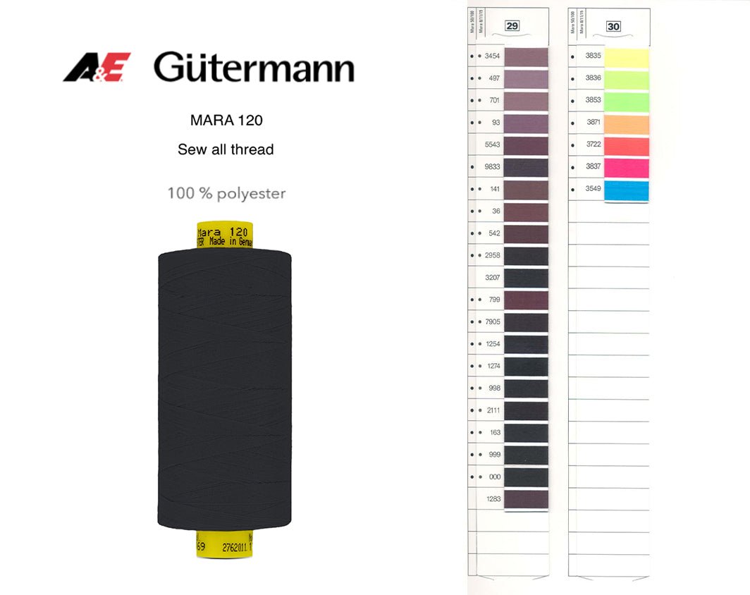 Gütermann Industrial Mara 120 Thread - SHADE CARD 29 & 30 - Galedi Pins