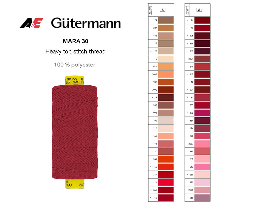 Gütermann Industrial Mara 30 Thread - SHADE CARD 5 & 6 - Galedi Pins