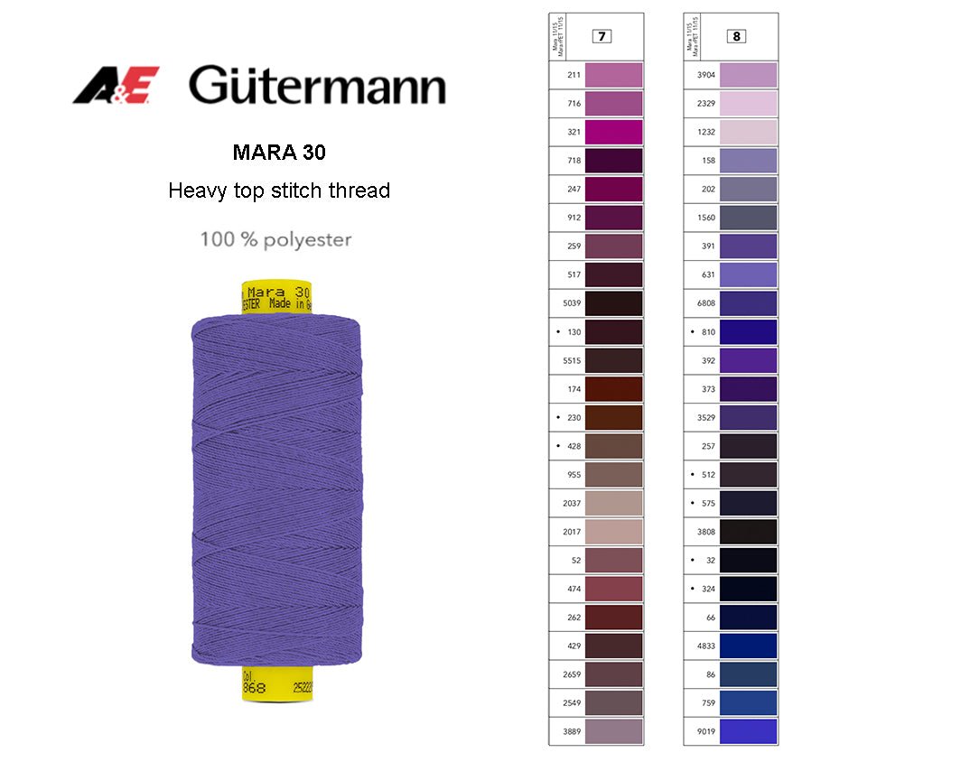 Gütermann Industrial Mara 30 Thread - SHADE CARD 7 & 8 - Galedi Pins