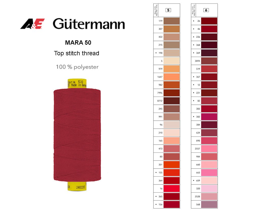 Gütermann Industrial Mara 50 Thread - SHADE CARD 5 & 6 - Galedi Pins