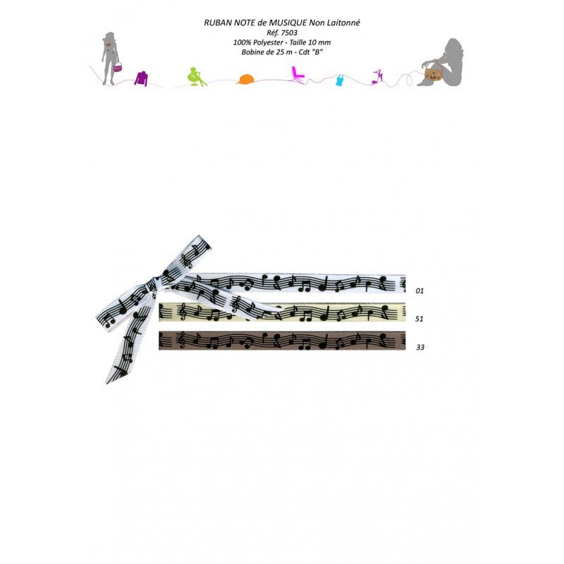 STEPHANOISE Notes Ribbon, 10mm - Galedi Pins