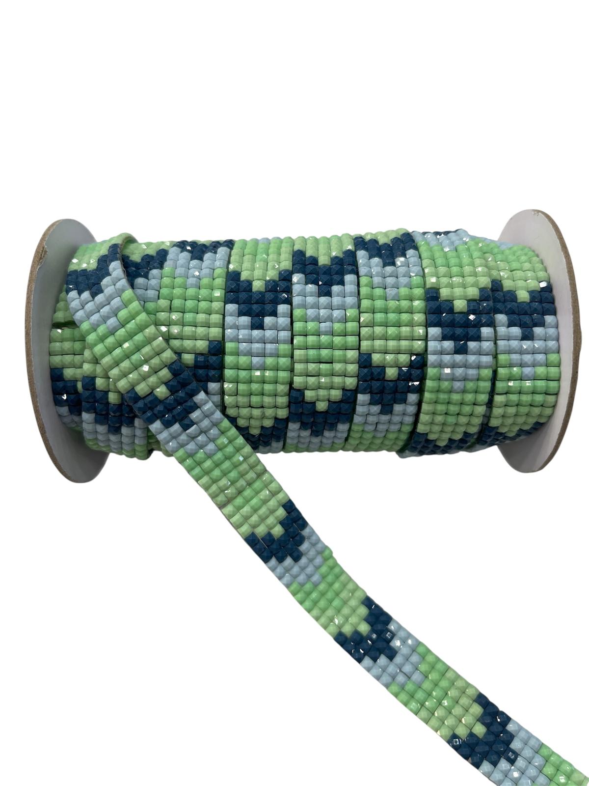 Green Chevron Beaded Trim – 1cm Handmade Sewing Trim