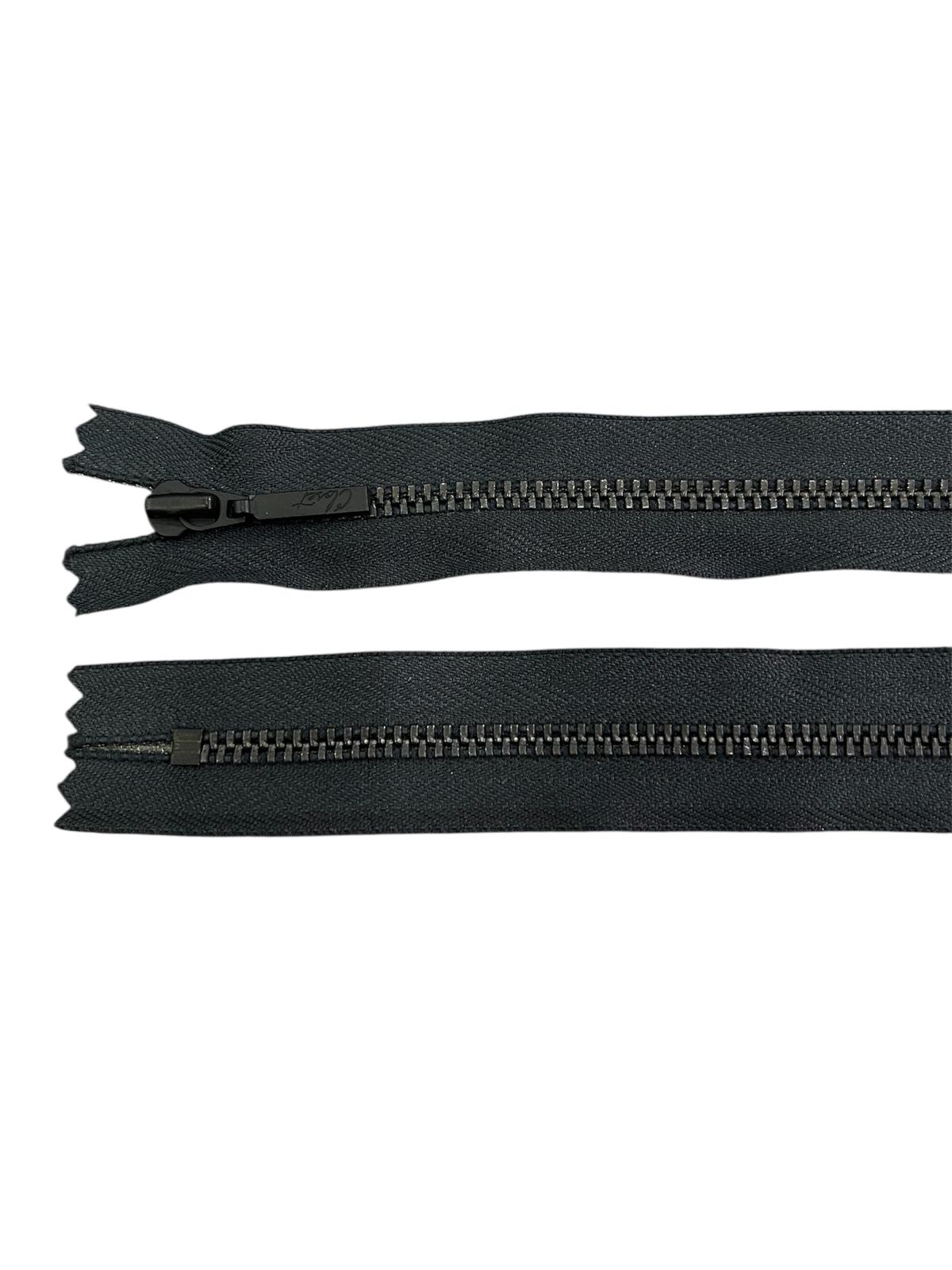 Black YKK size 3 metal closed-end zipper with a black slider.