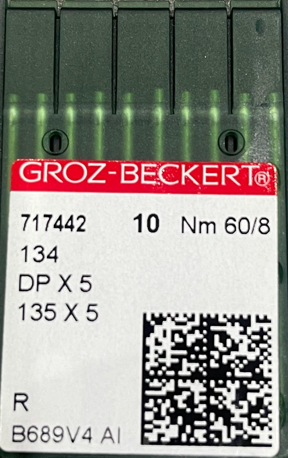 A pack of ten Groz-Beckert DPx5 industrial sewing machine needles in size 60/8.