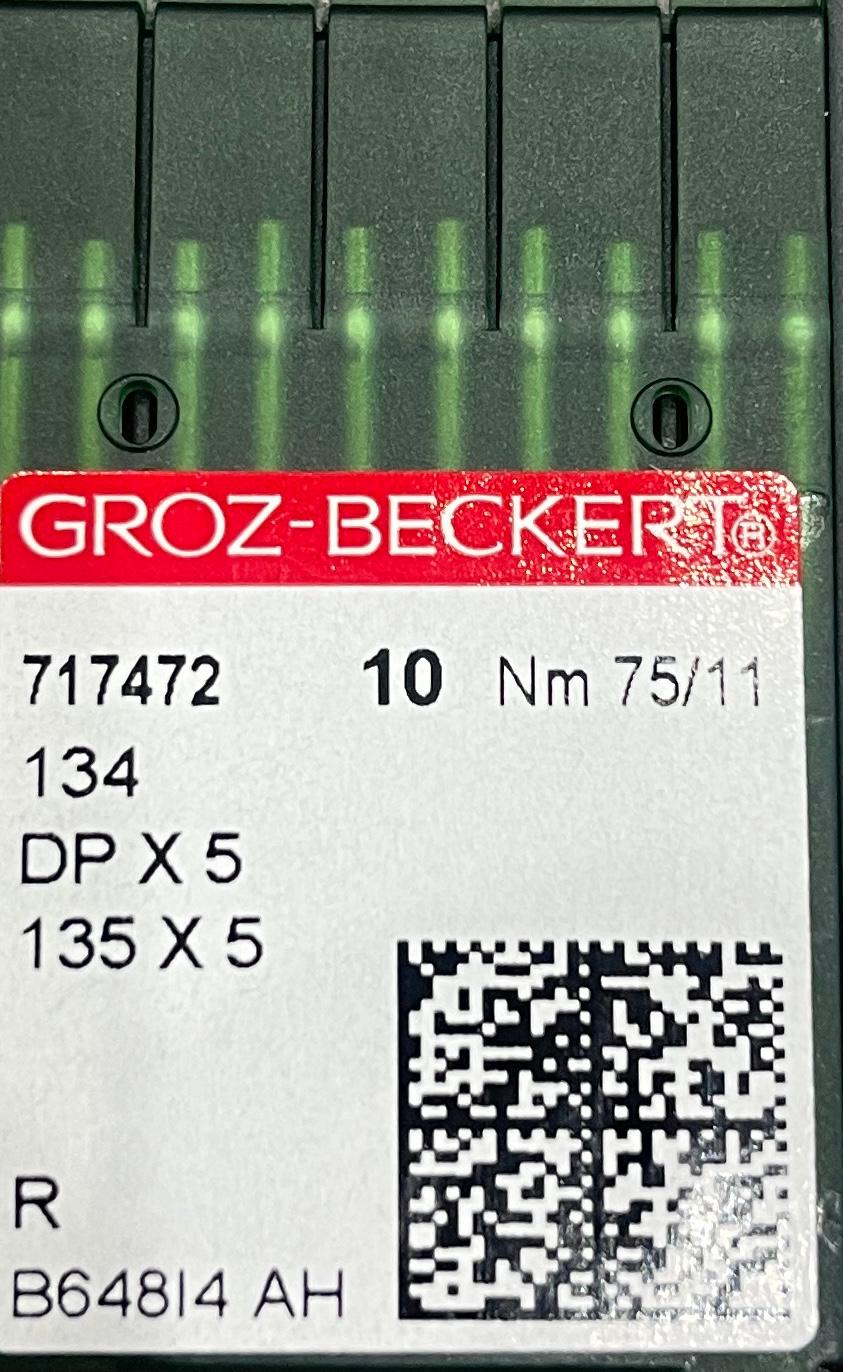 A pack of 10 Groz-Beckert DPx5 industrial sewing machine needles in size 75/11.