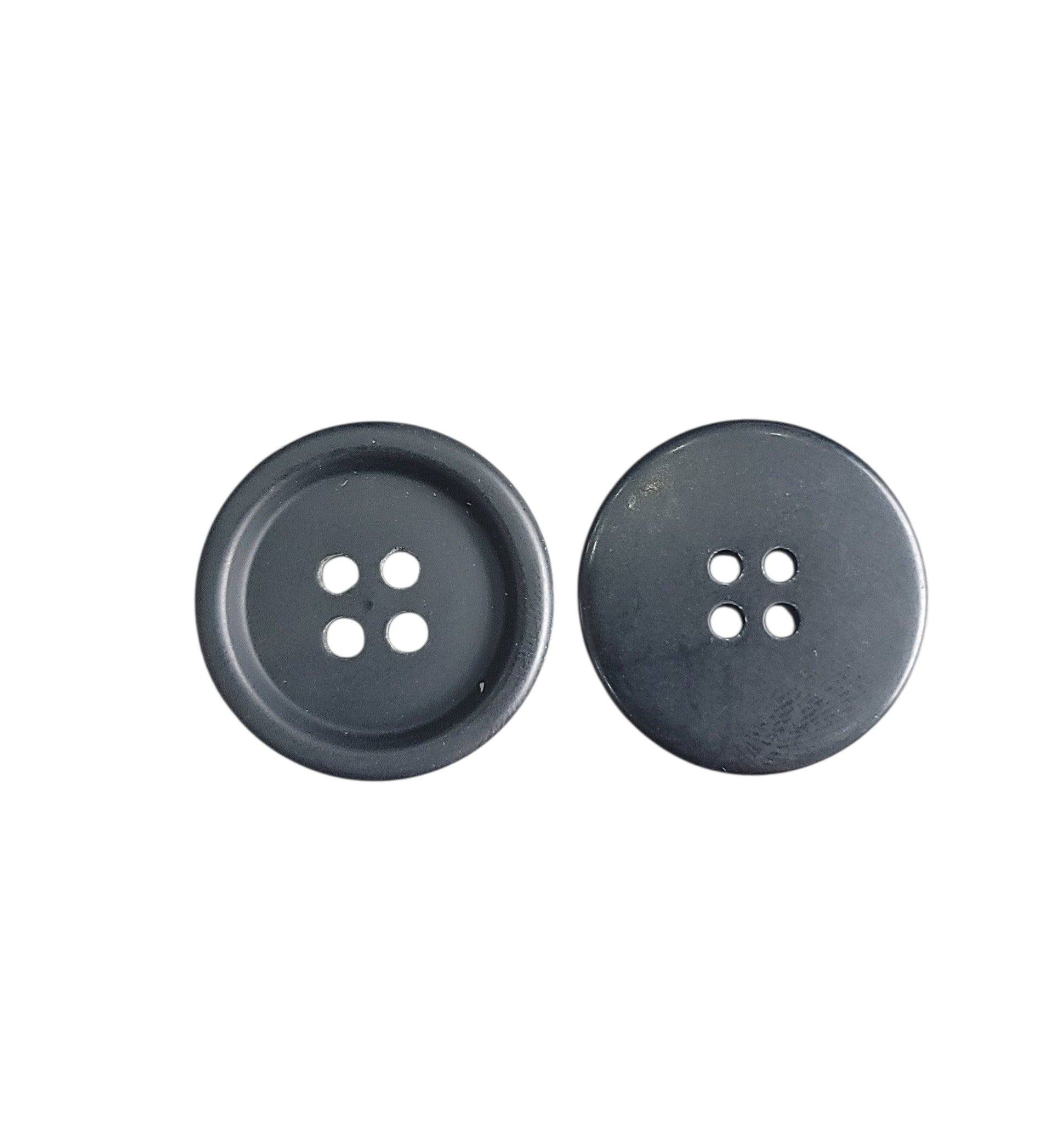 Black 4 Hole Matte Button with Rim, 23mm