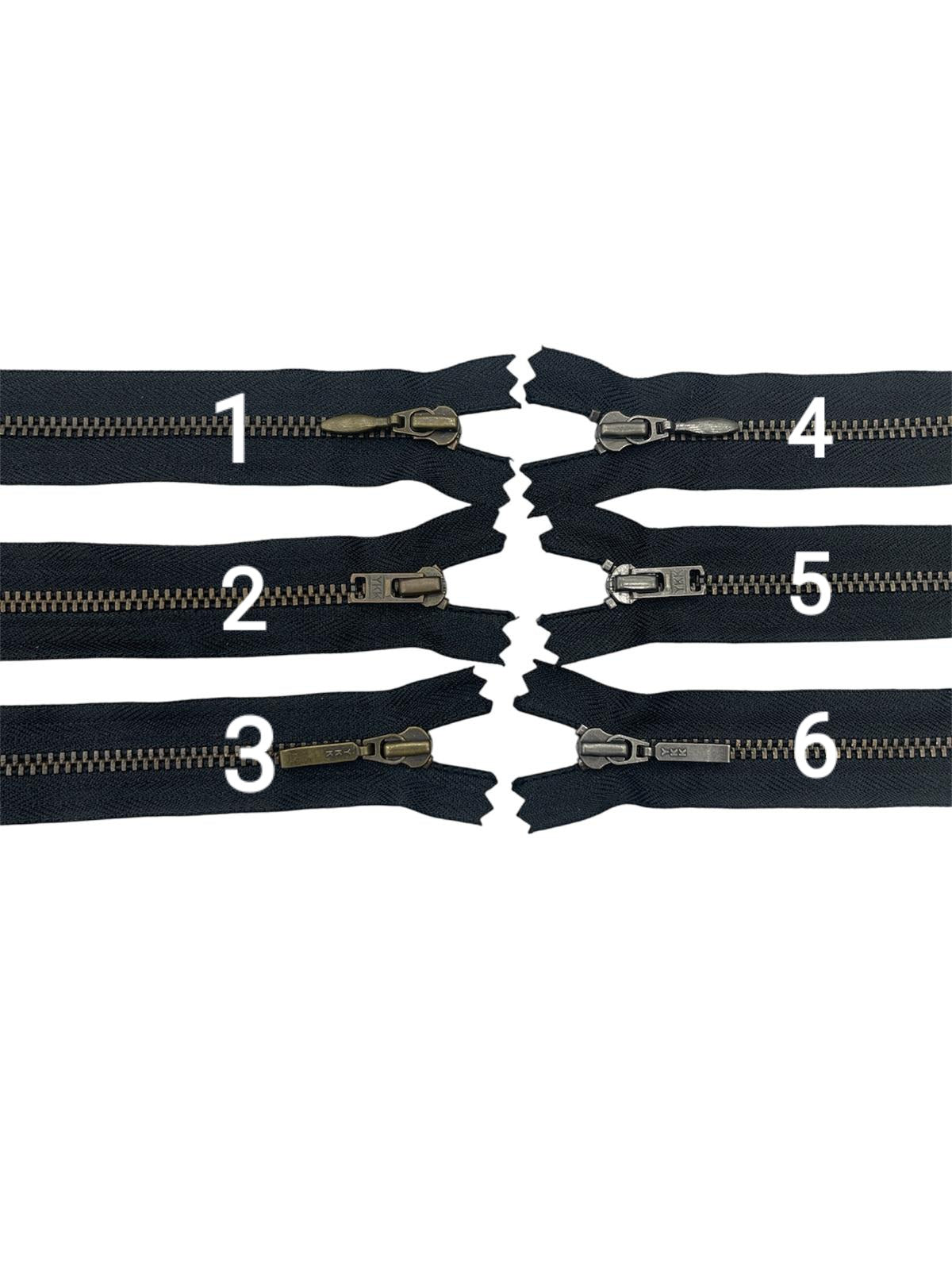 YKK Size 3 Brass metal, Closed End, Black Zip 34cm-55cm
