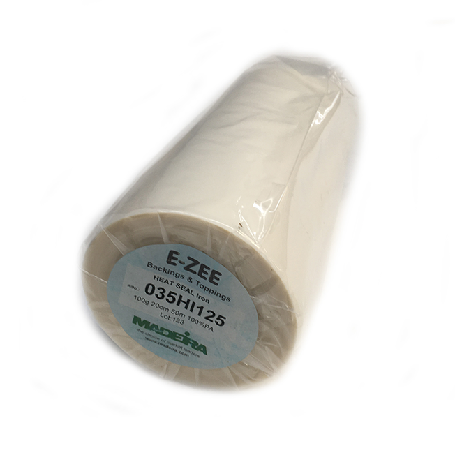 Roll of Madeira E-ZEE Heat Seal Iron-On adhesive film for embroidery patches and badges.